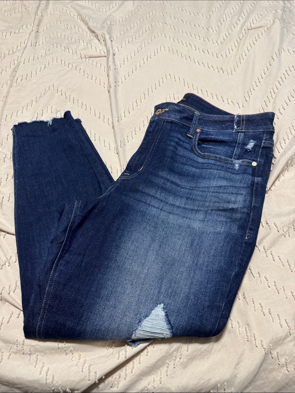 Dark Blue Women's Distressed Jeans